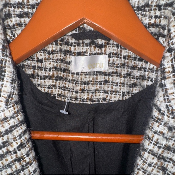 Women’s Ecru Size 6 Cream Brown Double Breasted Lined Buttoned Longsleeve Blazer - Picture 3 of 13